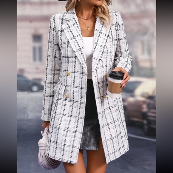 Plazacore plaid double breasted tweed overcoat jacket - Picture 1 of 7